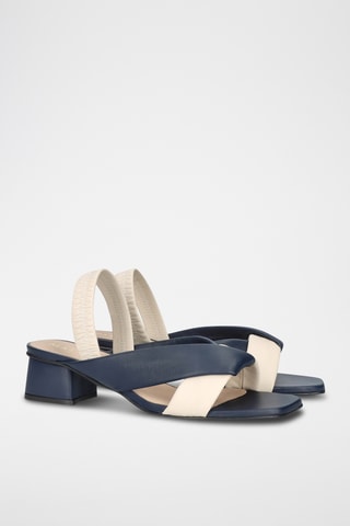 Sandales à talons en cuir - Bleu