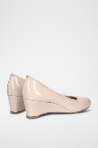 Ballerines compensées en cuir vernis - Beige
