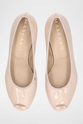 Ballerines compensées en cuir vernis - Beige
