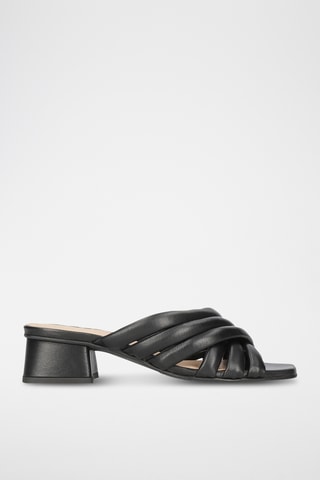 Mules à talons en cuir - Noir