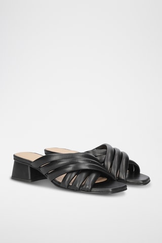 Mules à talons en cuir - Noir