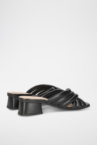 Mules à talons en cuir - Noir