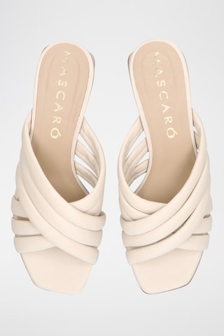 Mules à talons en cuir - Beige