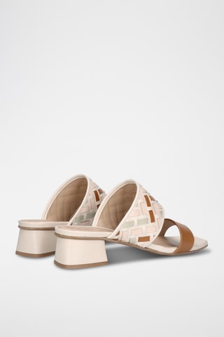 Mules à talons en cuir - Beige