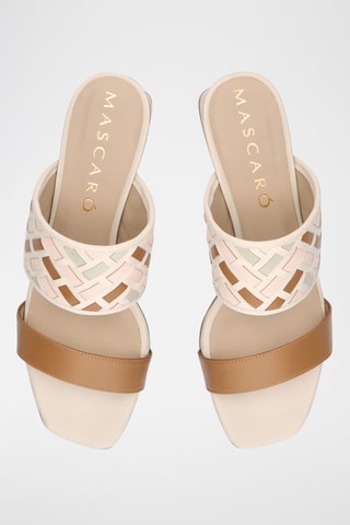 Mules à talons en cuir - Beige