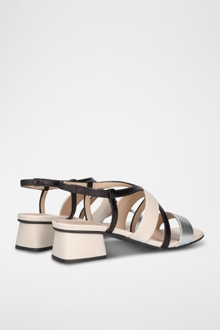 Sandales à talons en cuir - Beige