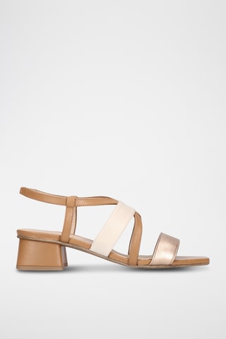 Sandales à talons en cuir - Beige