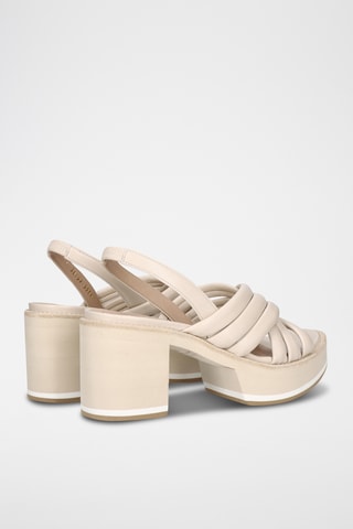 Sandales à talons en cuir - Beige