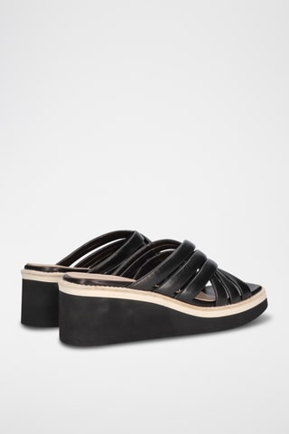 Mules compensées en cuir - Noir