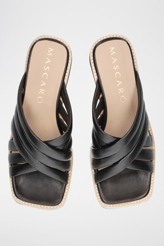 Mules compensées en cuir - Noir