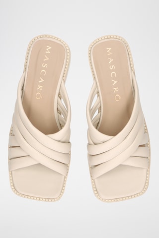 Mules compensées en cuir - Beige