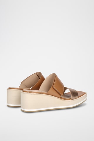 Mules compensées en cuir - Beige