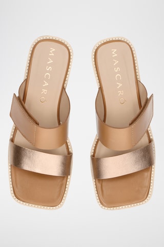 Mules compensées en cuir - Beige