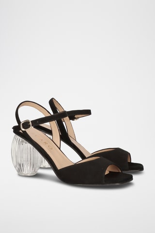 Sandales à talons en cuir - Noir