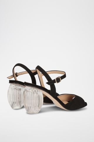 Sandales à talons en cuir - Noir