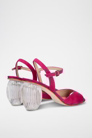 Sandales à talons en cuir - Fuchsia