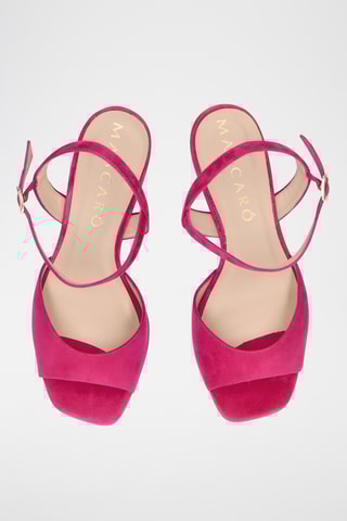 Sandales à talons en cuir - Fuchsia