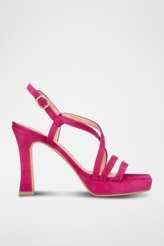 Sandales à talons en cuir - Fuchsia