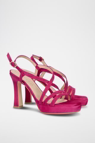 Sandales à talons en cuir - Fuchsia