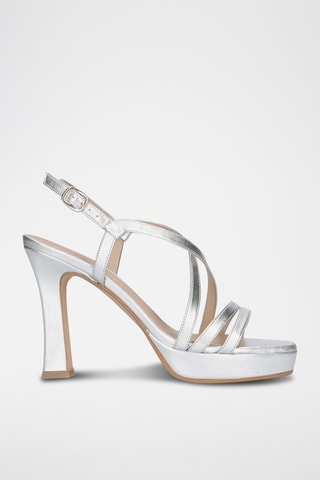 Sandales à talons en cuir - Argenté