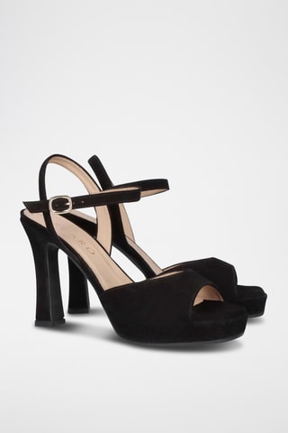 Sandales à talons en cuir - Noir