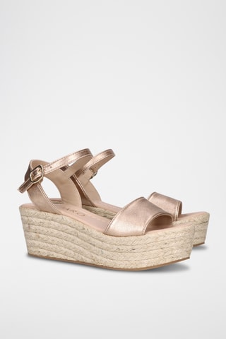 Sandales plateformes en cuir - Doré
