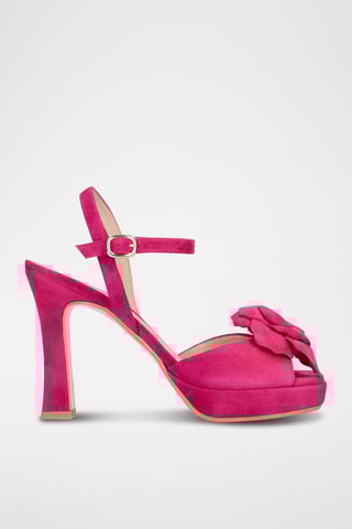 Sandales à talons en cuir - Fuchsia