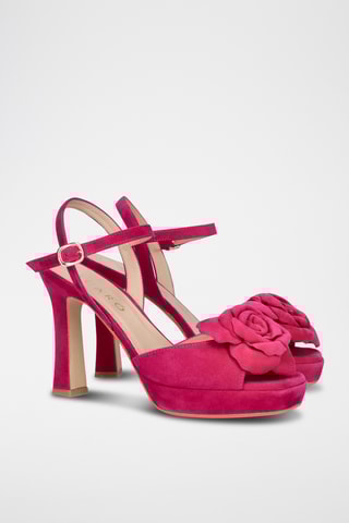 Sandales à talons en cuir - Fuchsia