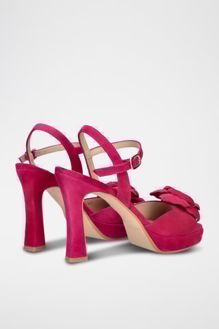 Sandales à talons en cuir - Fuchsia