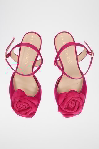 Sandales à talons en cuir - Fuchsia