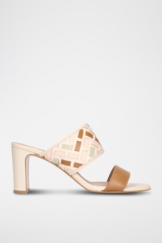 Mules à talons en cuir - Beige