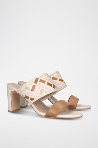 Mules à talons en cuir - Beige
