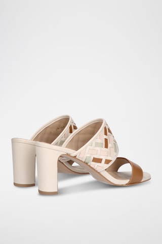 Mules à talons en cuir - Beige