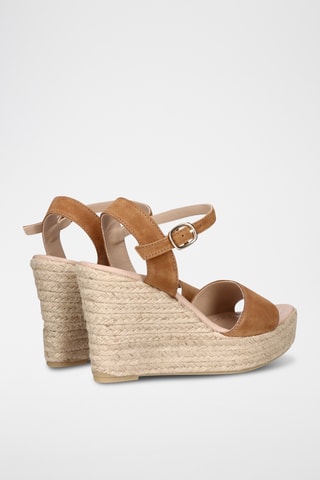 Sandales compensées en cuir - Marron