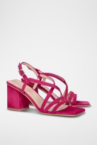 Sandales à talons en cuir - Fuchsia