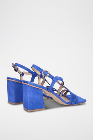 Sandales à talons en cuir - Bleu