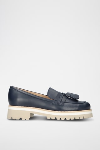 Mocassins plateformes en cuir - Bleu marine
