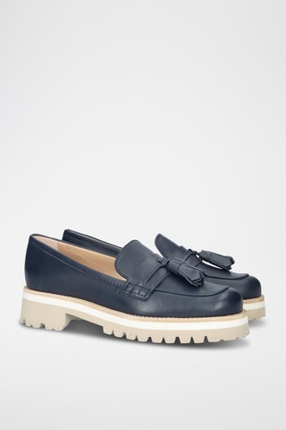 Mocassins plateformes en cuir - Bleu marine