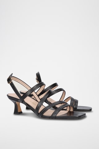 Sandales à talons en cuir - Noir