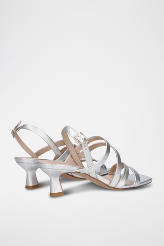 Sandales à talons en cuir - Argenté