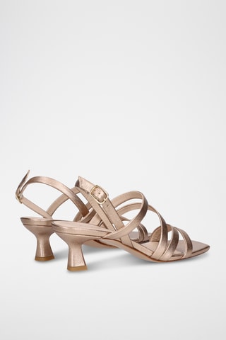 Sandales à talons en cuir - Doré