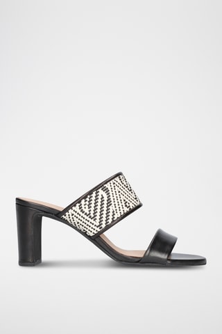 Mules à talons en cuir - Noir