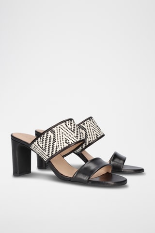 Mules à talons en cuir - Noir