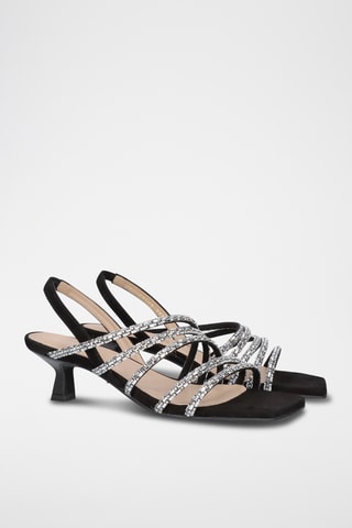 Sandales à talons en cuir - Noir