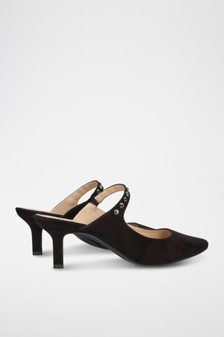 Mules à talons en cuir - Noir