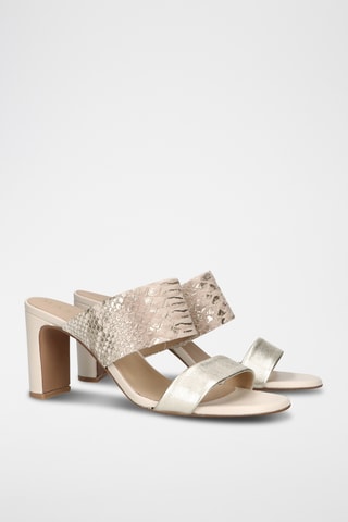 Mules à talons en cuir - Beige