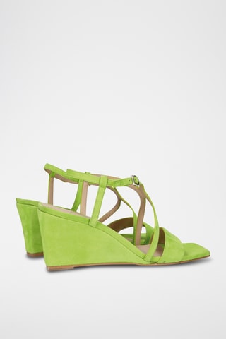 Sandales compensées en cuir - Vert