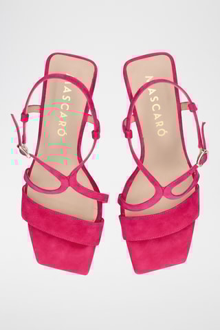 Sandales compensées en cuir - Fuchsia