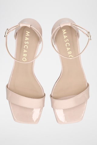 Sandales à talons en cuir verni - Beige