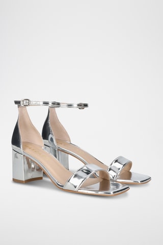 Sandales à talons vernies - Argenté